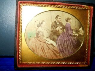 Very Rare Civil War Era 1/6th size Calotype of Family in half case Tax Stamp 2