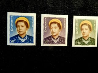 Vietnam Rare Imperf Stamp Set Scott 14 - 16 Mnh Hard To Find