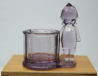 Rare Antique Amethyst Kewpie Glass Advertising Candy Container George Borgfeldt