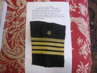 Very Rare Ww2 U.  S.  Navy Code Breaker Uniform Items From Named Officer