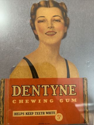 Vintage Rare Antique Dentyne Chewing Gum Pricer Sign Framed Food Advertisement