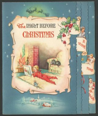 Rare Vintage Wallace /brown Christmas Card Night Before Christmas Booklet