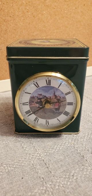 Vintage Clock St.  Andrews Golf Scotland Gift Tin W/tees Made In Britain Rare