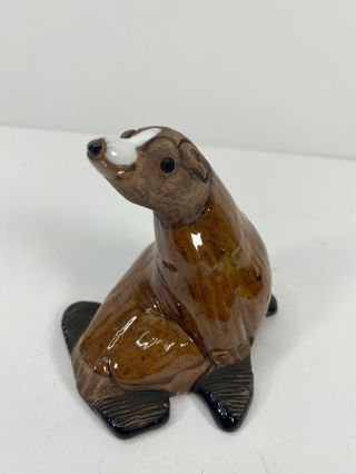 Vintage Casals Peru Hand Made Pottery Clay Sea Lion Rare Figurine