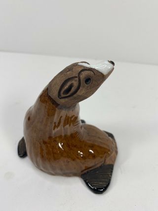 Vintage Casals Peru Hand Made Pottery Clay Sea Lion Rare Figurine 3