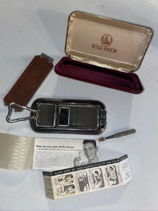 Vintage Antique Rolls Razor W/original Case And Instructions