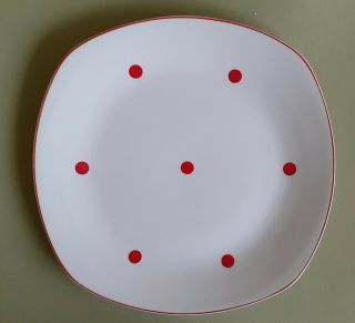 Rare Midwinter Fashion Shape 9 " Lunch Plate Red Domino Variant Polka Dot