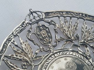 Rare Sterling Silver Spanish Coin Dish 1865 Item