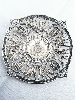Rare Sterling Silver Spanish Coin Dish 1865 Item 2