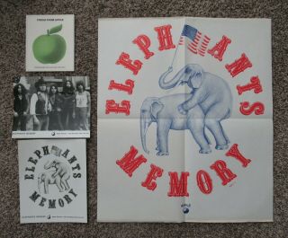 Beatles Ultra Rare U.  S.  1972 Apple Elephants Memory Promotional Items W Poster