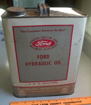 Rare Vintage Ford Tractor Hydraulic Oil 2 Gallon Tin Can