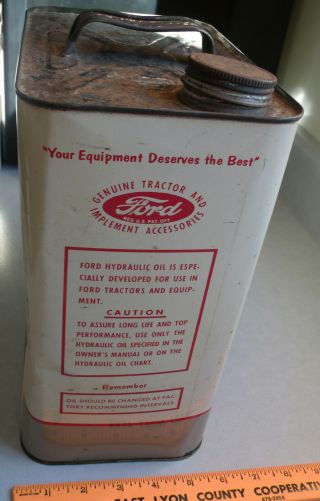 RARE Vintage FORD TRACTOR Hydraulic OIL 2 Gallon TIN CAN 2