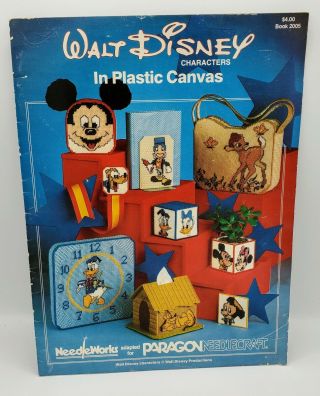 Vintage Walt Disney Characters In Plastic Canvas Pattern Needle Craft Book 2005