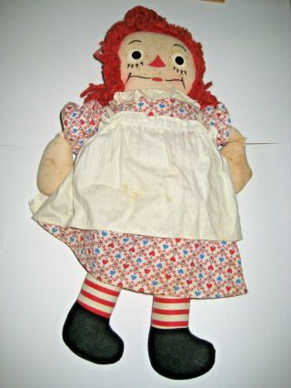 Vintage Knickerbocker Raggedy Ann Cloth Doll With Red Love You On Body 15 "