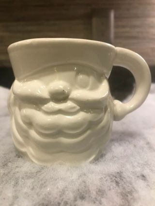 Vintage White Ceramic Santa Claus Head Cups Mug Japan ? Christmas Rare 3d?