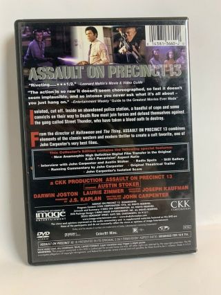 Assault on Precinct 13 rare US DVD cult John Carpenter crime thriller Image Ent 3