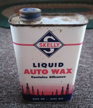 Rare 1950s? Skelly Oil Co.  " Liquid Auto Wax " Pint Can.  Kansas City,  Missouri