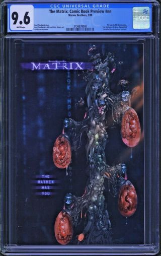 The Matrix: Comic Book Preview Nn Cgc 9.  6 (warner Brothers,  3/99) Recalled Rare