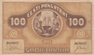 100 Marka Fine - Banknote From Latvia 1921 Pick - 56a Very Rare,  With Watermark