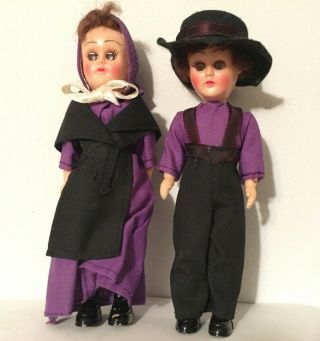 Vintage Amish Boy And Girl Dolls,  Open / Close Eyes,  6in.