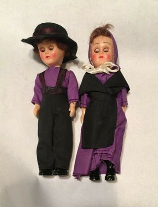 Vintage Amish Boy and Girl Dolls,  open / close eyes,  6in. 2