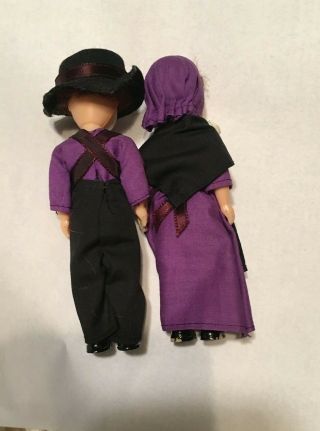 Vintage Amish Boy and Girl Dolls,  open / close eyes,  6in. 3