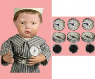 Three Old Store Stock Vintage Mini Japan Doll Sized Compasses W Mirror