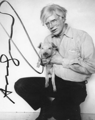 Rare Andy Warhol Photo Reprint Fiesta Pig Party Animal Signed Autographed 8x11 "