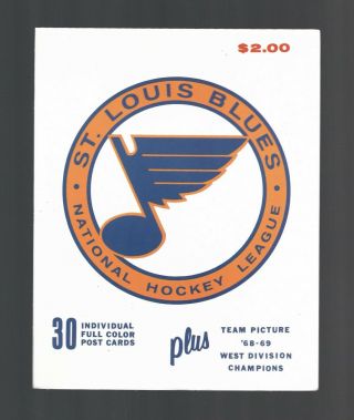 1968 - 69 St.  Louis Blues Postcards & Team Photo Display Card Ad Rare