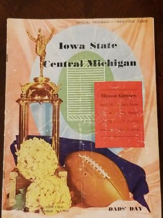 Rare 1954 Central Michigan Vs Iowa State Football Program Sept.  18,  1954