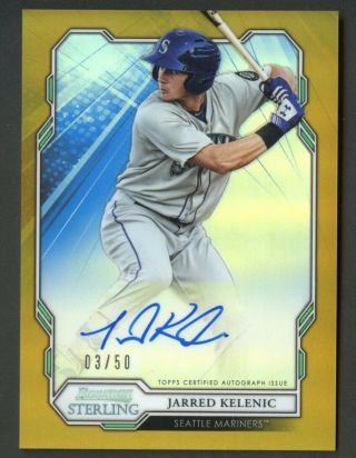 2019 Bowman Sterling Jarred Kelenic Gold Refractor Autograph 3/50 Auto Rare