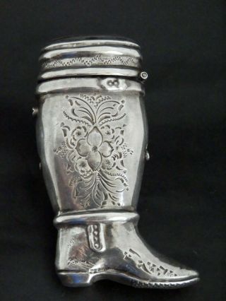 Rare Antique Novelty Solid Silver Boot Vesta Case 1900 Dutch
