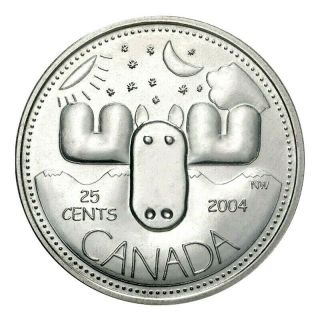 Canada 2004p Canada Day Moose Rare Pl 25c Piece