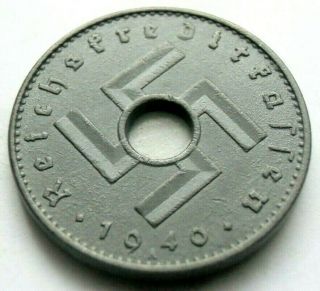 (662) Ultra Rare German 3rd Reich 1940 A - 10 Reichspfennig Wwii Coin