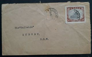 Rare 1927 Papua Cover Ties 3 Stamps Cancelled Samarai To Australia