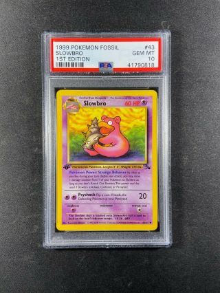 Pokemon Fossil Psa 10 Gem 1st Edition Slowbro 43/62 Rare 1999