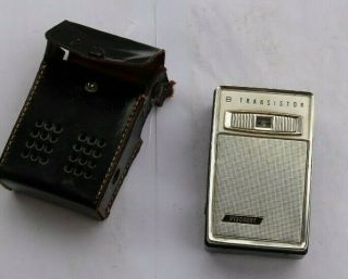 Rare Vintage Antique Viscount 8 Transistor Radio & Case Model 830 Shape Nr