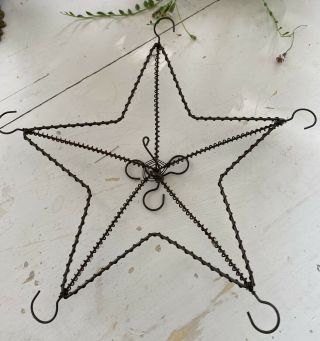 Early Victorian 1800’s Wire Star Wrapped Hooks Christmas Primitive Afaa Rare