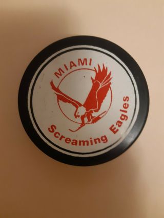 Miami Screaming Eagles Puck Wha World Hockey Assn Rare Unlicensed Series 1980s