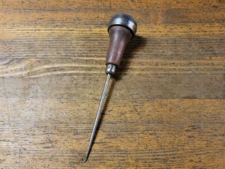 Rare Antique Tools Awl / Ice Pick Vintage Woodworking W/ Steel Top Capped ☆usa