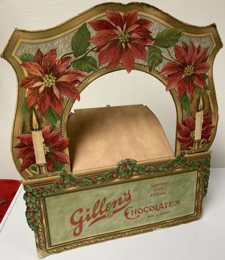V Rare Antique Gillen’s Candies Lincoln Nebraska Cardboard Counter Advertisement