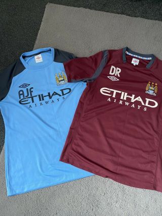 Rare Manchester City Puma Player Issue Worn Drill Training Tops Initials On Tops