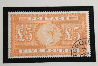 Gb 1867 - 83 Qv £5 Orange Stamp - - Official Facsimile Reprint Rare