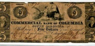 $5 " Commercial Bank " (south Carolina) 1800 