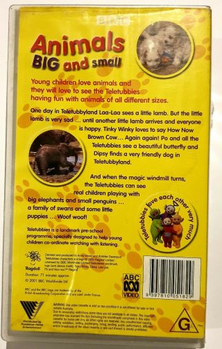 Rare Teletubbies Animals Big and Small.  VHS 2001 2