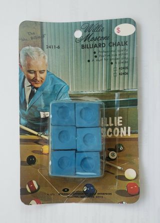 Vtg Rare Willie Mosconi Pool Cue Chalk Billiards Great Packaging
