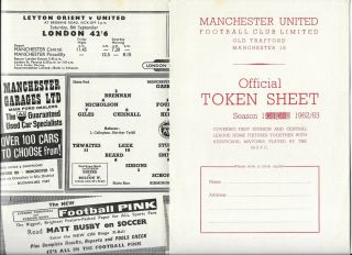 1962/63 Manchester United (with Token & Token Sheet) V Birmingham City Rare