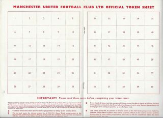 1962/63 Manchester United (With Token & Token Sheet) v Birmingham City RARE 2