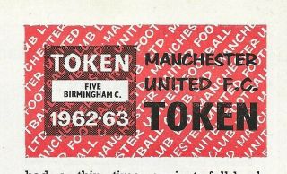 1962/63 Manchester United (With Token & Token Sheet) v Birmingham City RARE 3