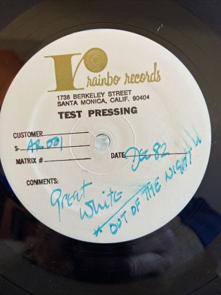 GREAT WHITE - Out Of The Night 1982 Test Pressing Ultra Rare AR 001 3